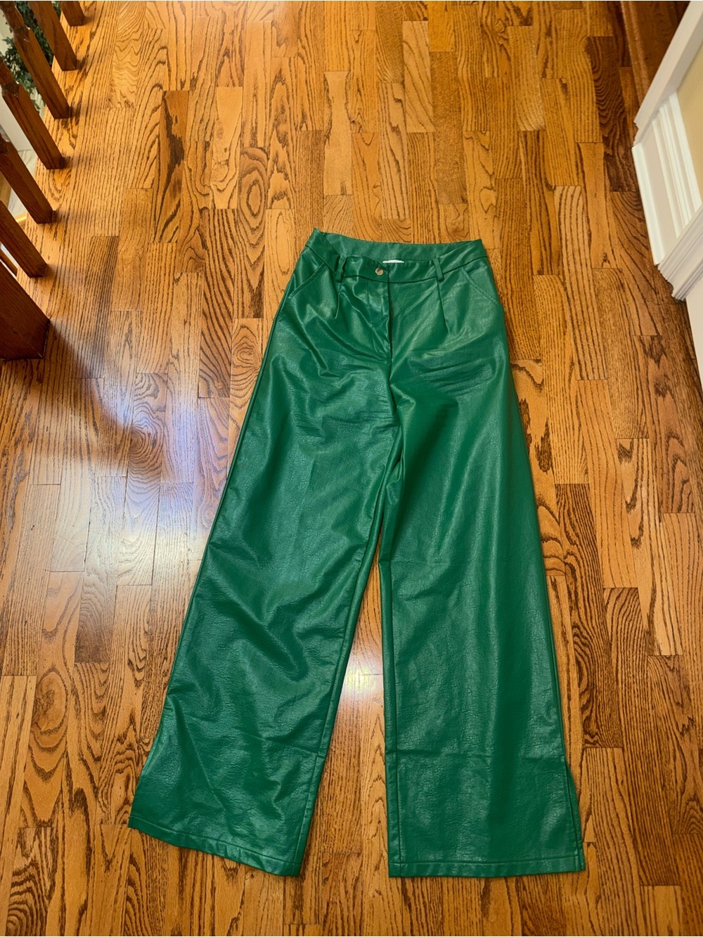 Princess Polly Emerald Faux Leather Wide-Leg Pants